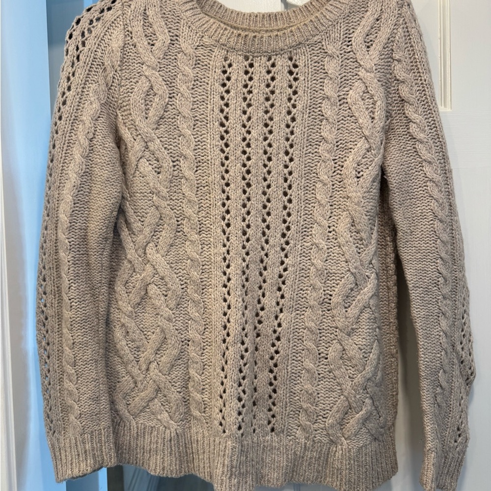 Luxe Neutral Cable Knit Sweater - Cream - Size S